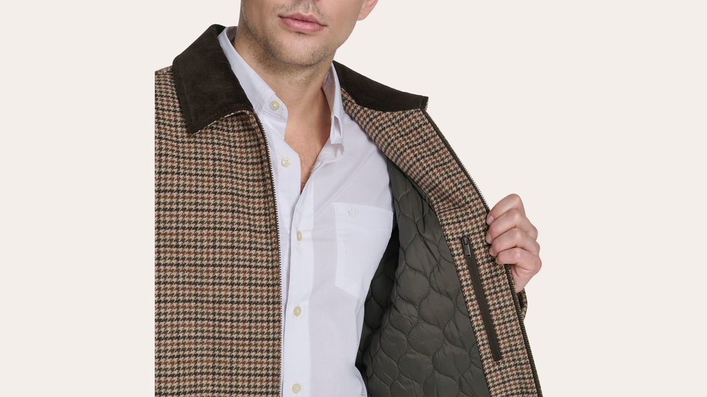 Wool Blend Jacket with Corduroy Collar