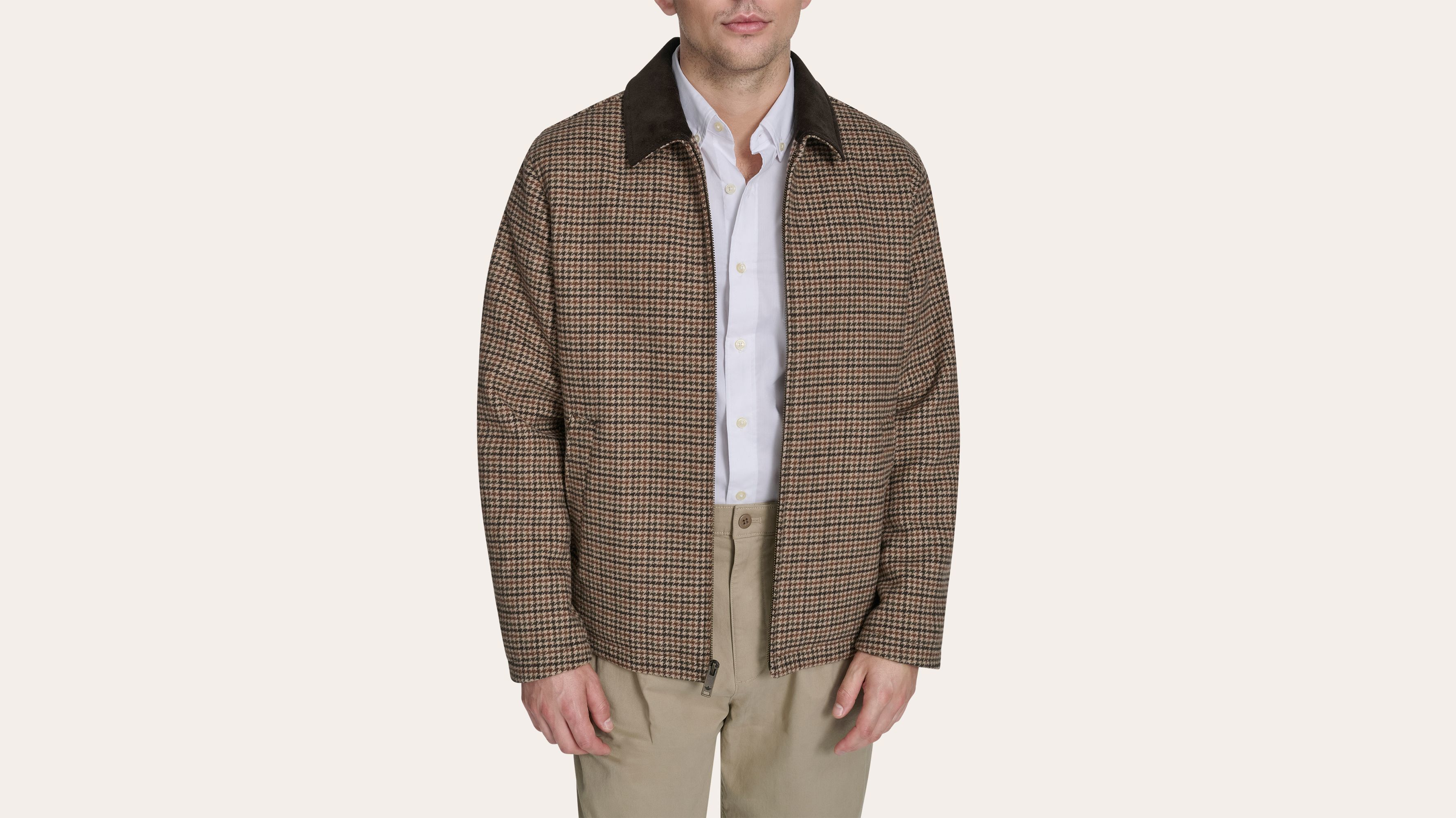 Wool Blend Jacket with Corduroy Collar